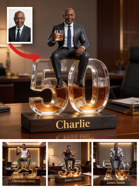 Personalized 50th Birthday Senior Black Man Custom Shaped Acrylic Plaque Gift