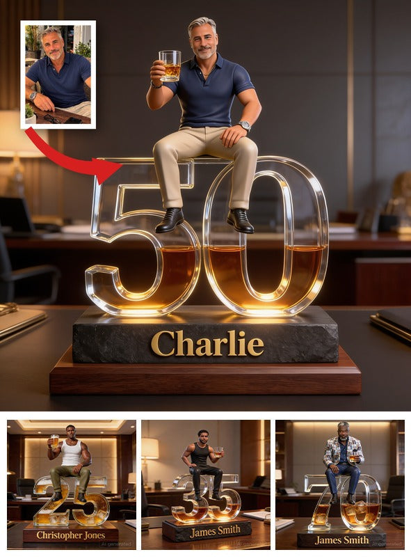 Personalized 50th Birthday Older Latino Man Custom Shaped Acrylic Plaque Gift