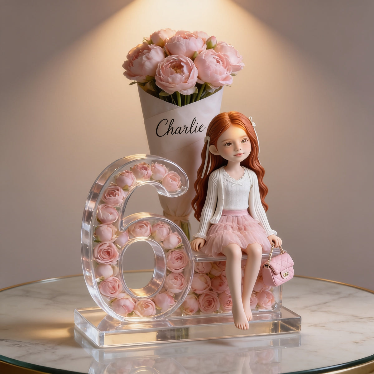 Personalized Birthday Latina Little Girl Flower Bouquet Acrylic Plaque Gift for Daughter Granddaughter