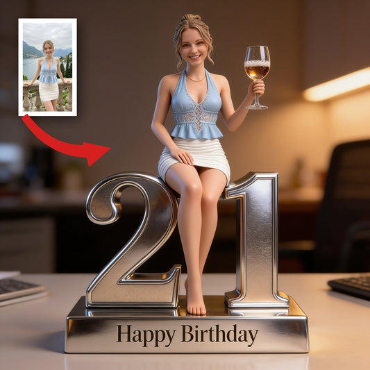 Custom Photo 21st Birthday Woman Shaped Acrylic Plaque Birthday Gift