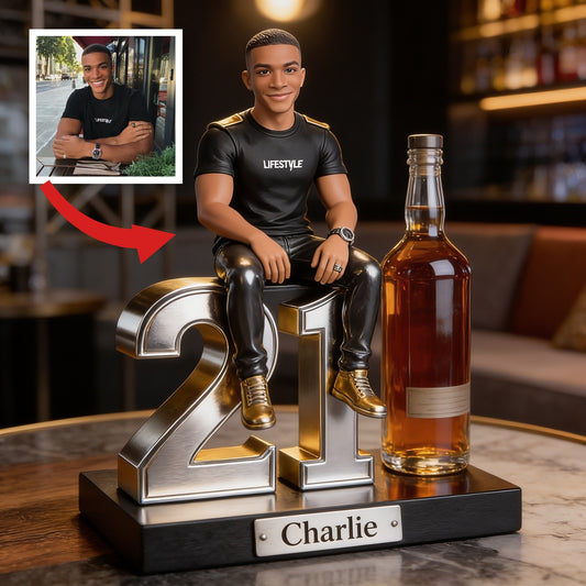Personalized 21st Birthday Black Man Custom Shaped Acrylic Plaque Gift for Him