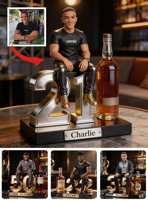 Personalized 21st Birthday Black Man Custom Shaped Acrylic Plaque Gift for Him