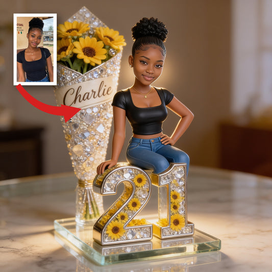 Custom Photo 21st Birthday Black Woman Custom Shaped Acrylic Plaque Gift