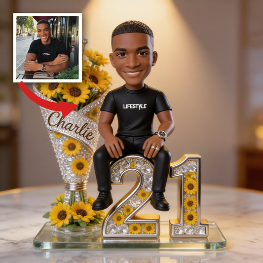 Custom Photo Birthday Black Man 21st Custom Shaped Acrylic Plaque Gift for Him