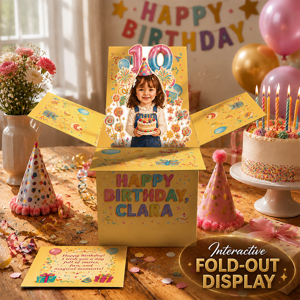 Personalized Birthday Little Girl Pop Up Box Card, Gift for Daughter Granddaughter Niece
