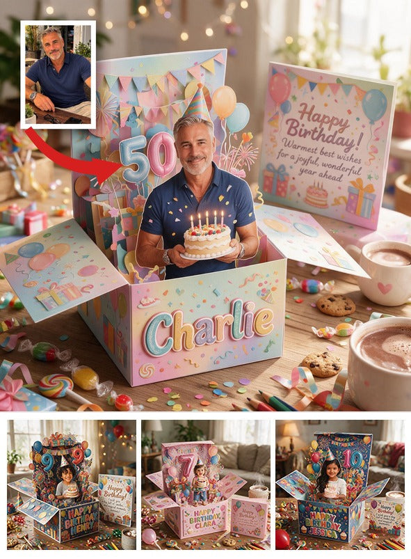 Personalized 50th Birthday Older Latina Man Pop Up Box Card Gift For Dad Grandpa Husband