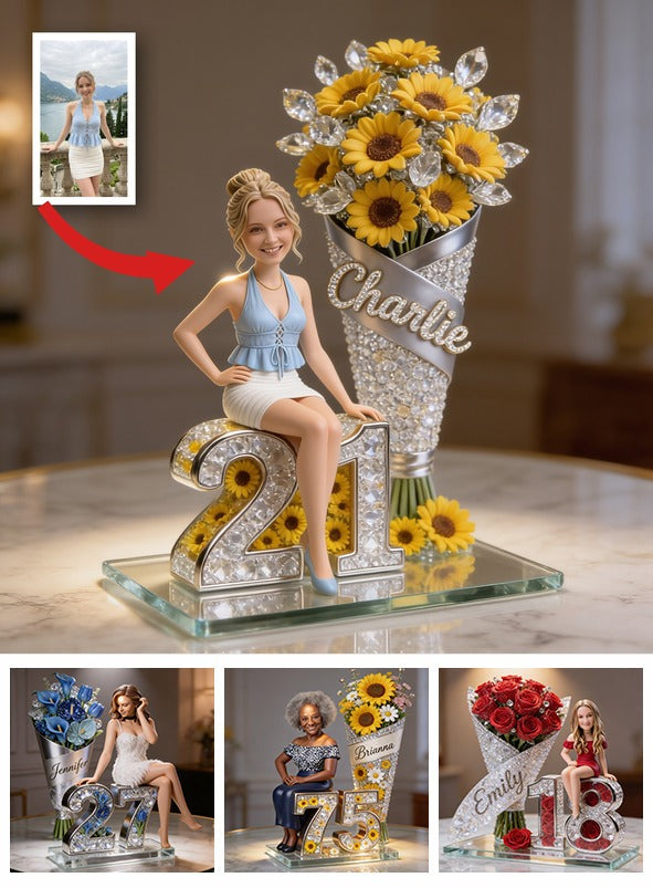 Custom Photo 21st Birthday Woman Sunflower Custom Shaped Acrylic Plaque Birthday Gift
