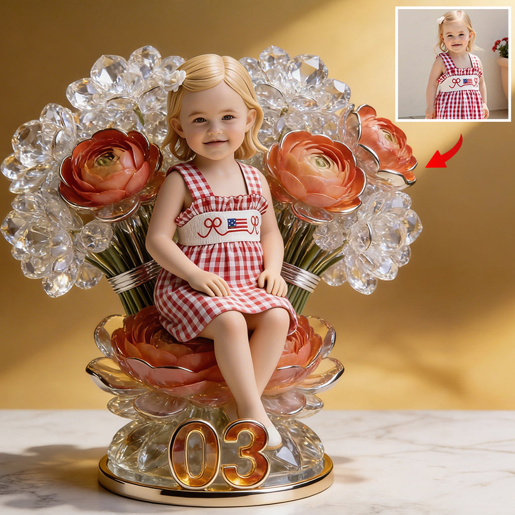 Custom Photo 21st Birthday Latina Woman with Flower Bouquet Shaped Acrylic Plaque Gift for Her