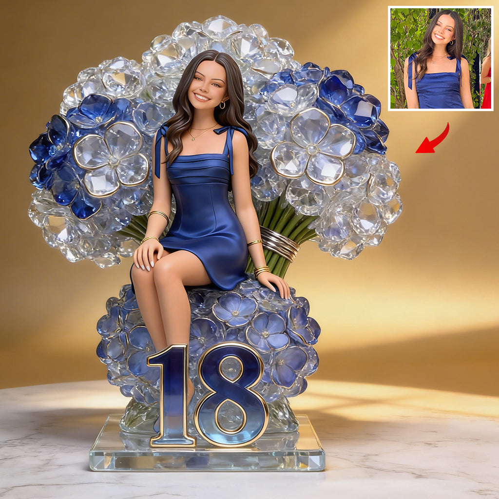 Custom Photo 21st Birthday Black Man Floral Acrylic Plaque, Gift for Husband, Boyfriend, Son