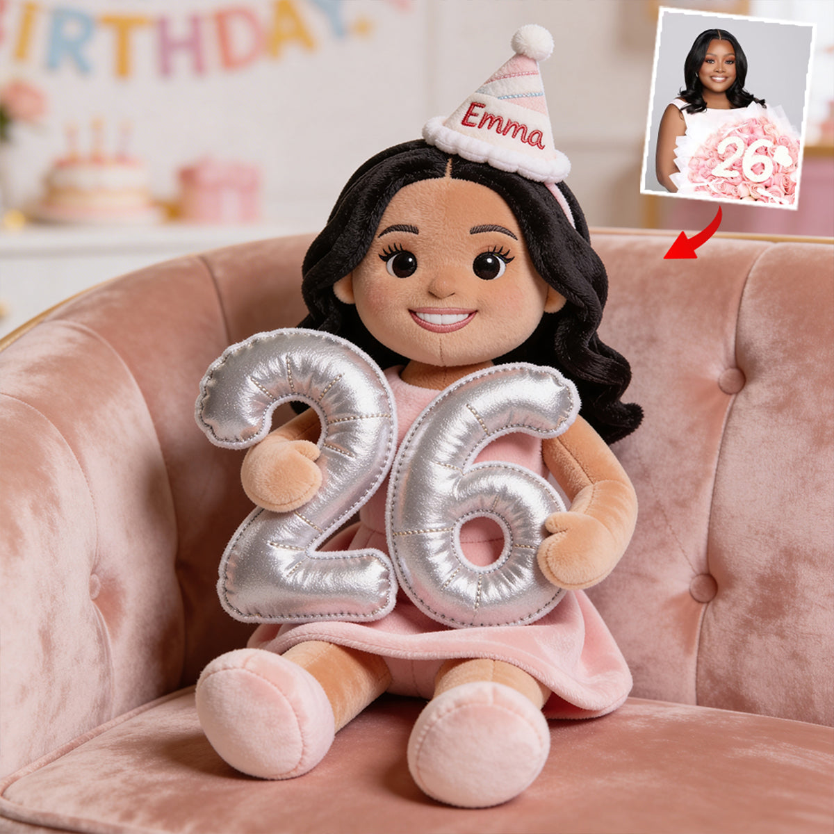 Personalized Birthday Latina Little Girl Plush Pillow, Kids Custom Birthday Gift