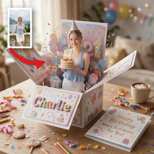 Personalized 21st Birthday Pop Up Box Card Gift for Wife Girlfriend Daughter