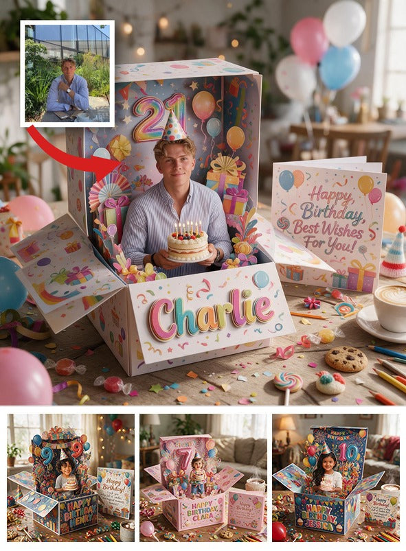 Personalized 21st Birthday Man Pop Up Box Card, Gift for Husband Boyfriend Son