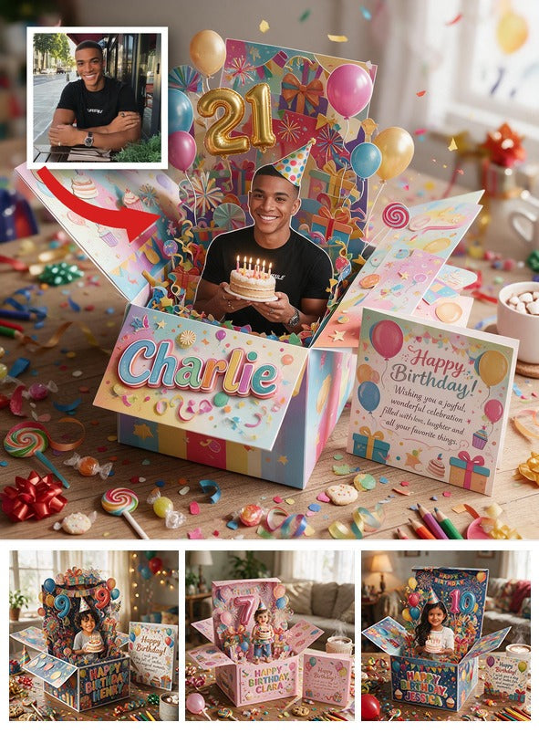 Personalized 21st Birthday Black Man Pop Up Box Card Gift for Husband Boyfriend Son