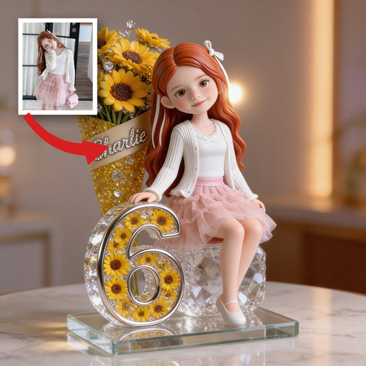 Custom Photo Birthday Little Girl Shaped Acrylic Plaque, Kid Birthday Gift for Daughter Granddaughter Niece