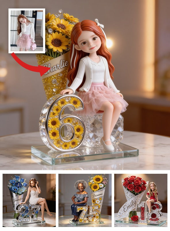 Custom Photo Birthday Little Girl Shaped Acrylic Plaque, Kid Birthday Gift for Daughter Granddaughter Niece