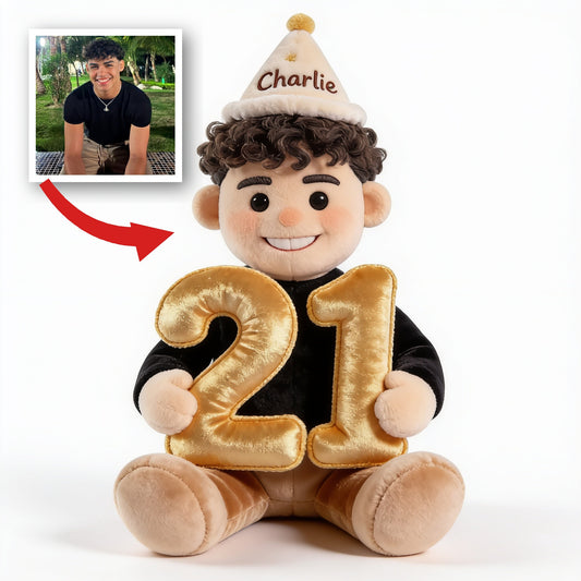 Personalized 21st Birthday Latino Man Faux Fur Plush Pillow, Custom Gift For Him