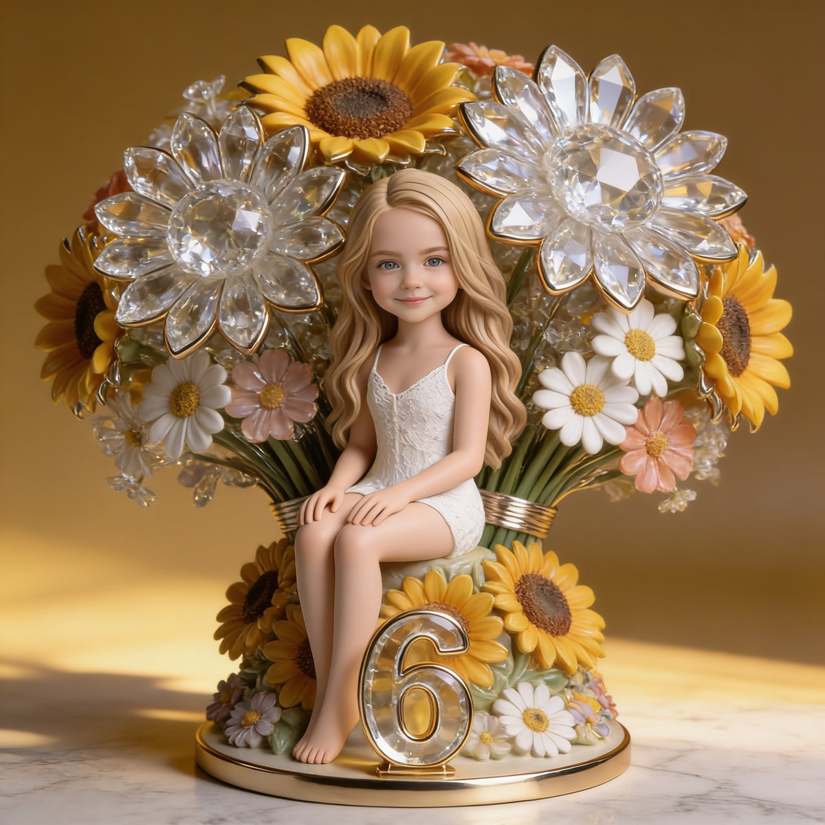 Custom Photo Little Blonde Girl Flower Custom Shaped Acrylic Plaque Birthday Gift for Daughter Niece