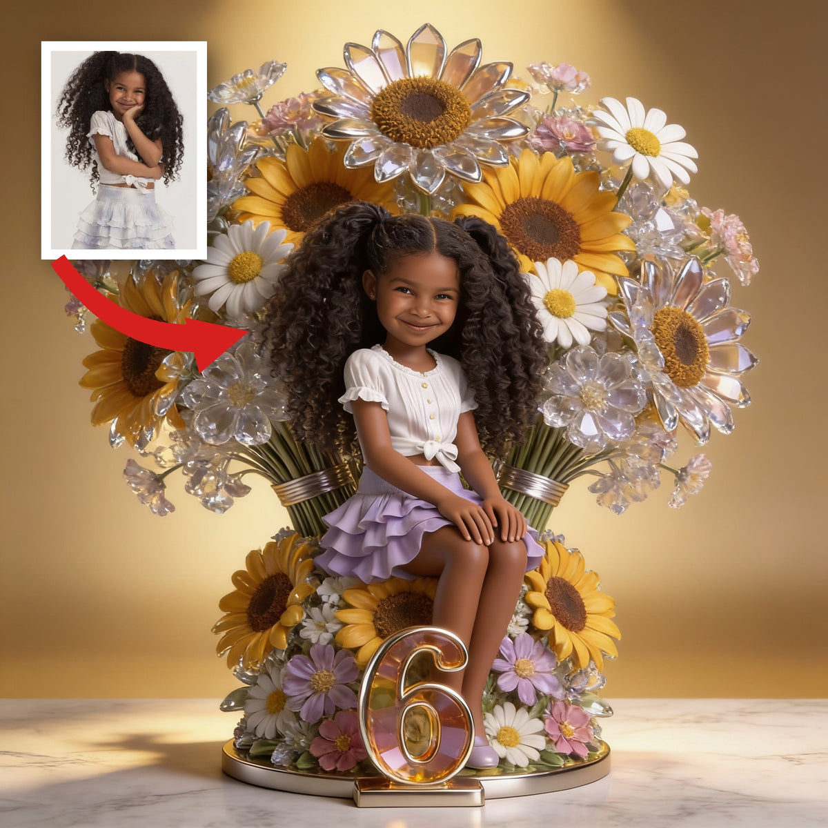 Custom Photo Birthday Black Little Girl Custom Shaped Acrylic Plaque Gift for Daughter Granddaughter Niece