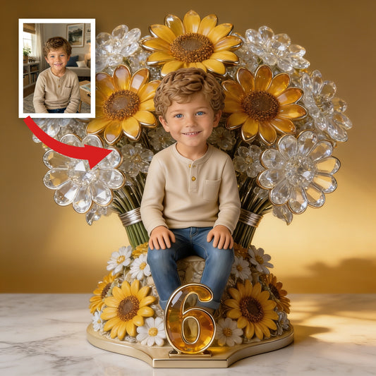 Custom Photo Latino Little Boy Sunflower Acrylic Plaque Birthday Gift for Son Grandson Nephew