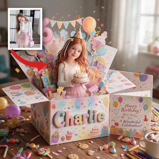 Personalized Birthday Latina Little Girl Pop Up Box Card, Gift for Daughter Granddaughter Niece