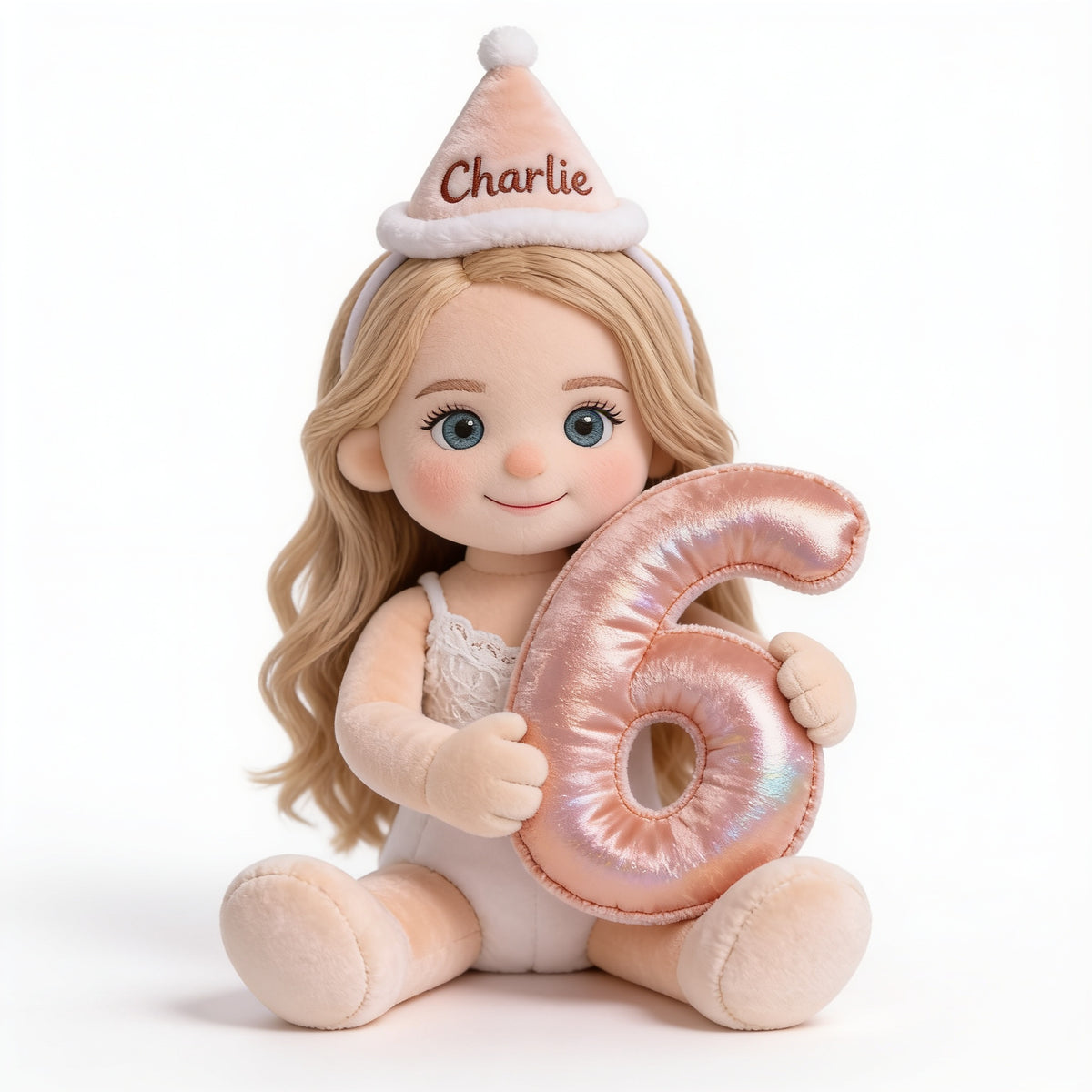 Personalized Birthday Little Girl Plush Faux Fur Pillow, Daughter Granddaughter Niece Gift