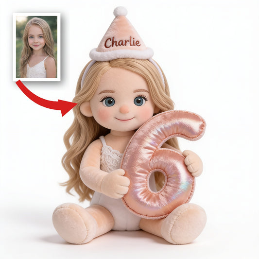 Personalized Birthday Little Girl Plush Faux Fur Pillow, Daughter Granddaughter Niece Gift