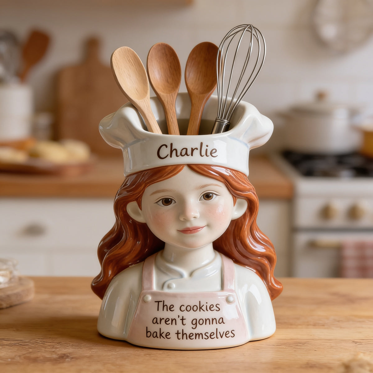 Personalized Latina Little Girl Chef Baking Acrylic Pot Kitchen Decor Gift