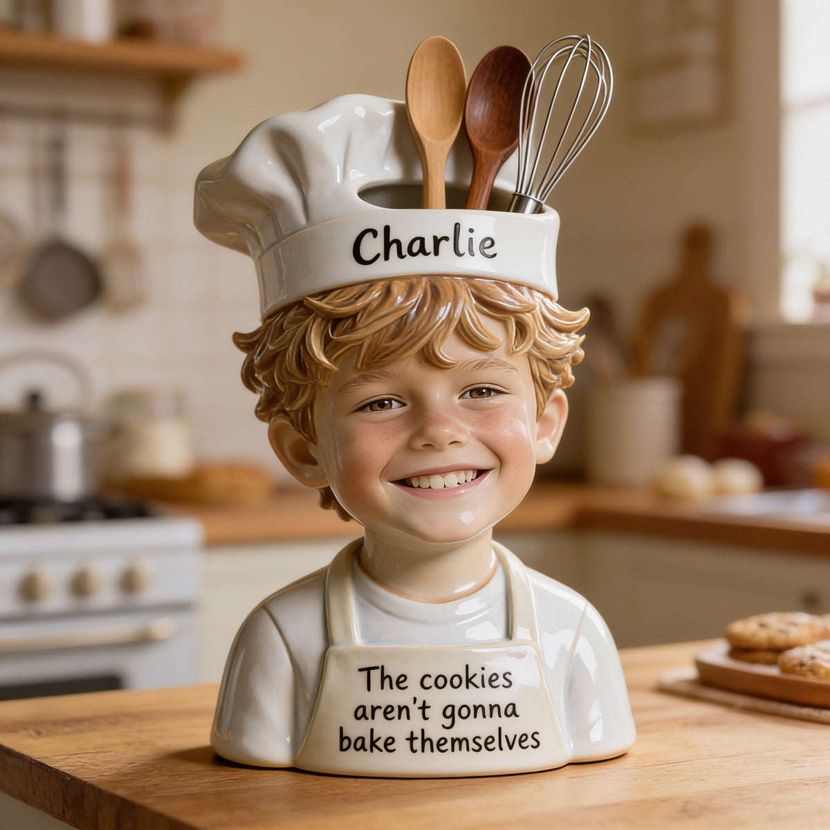 Personalized Little Boy Chef Acrylic Pot Baking Decor Gift for Son Grandson