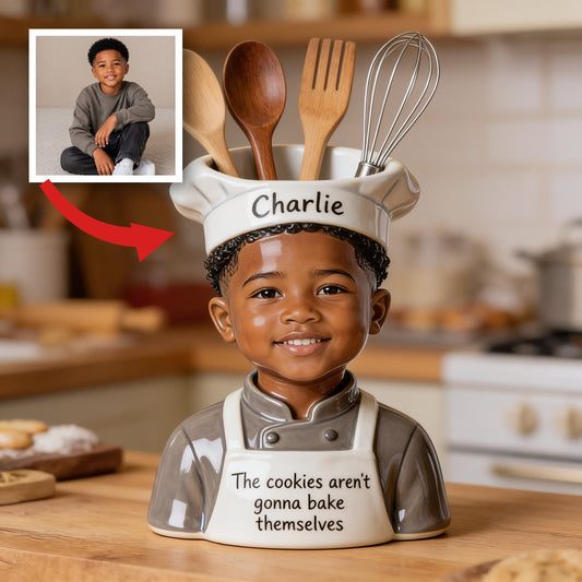 Personalized Little Black Boy Chef Acrylic Pot Baking Gift for Son Grandson