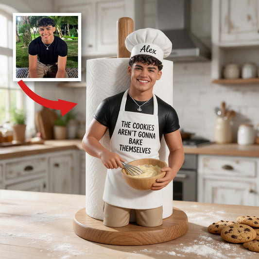 Custom Photo Latino Man Chef Paper Towel Stand 21st Birthday Kitchen Gift