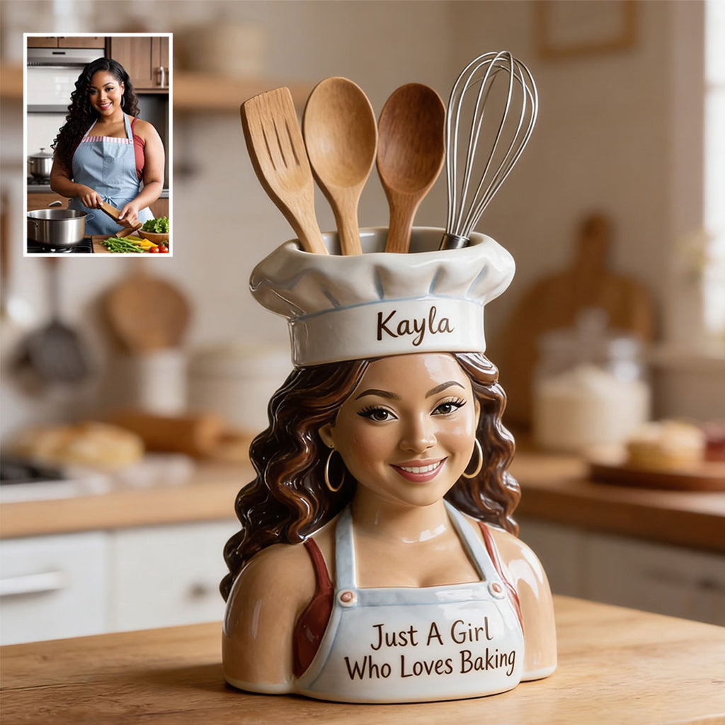 Personalized Little Girl Chef Acrylic Pot, Baking Gift for Daughter Granddaughter Niece