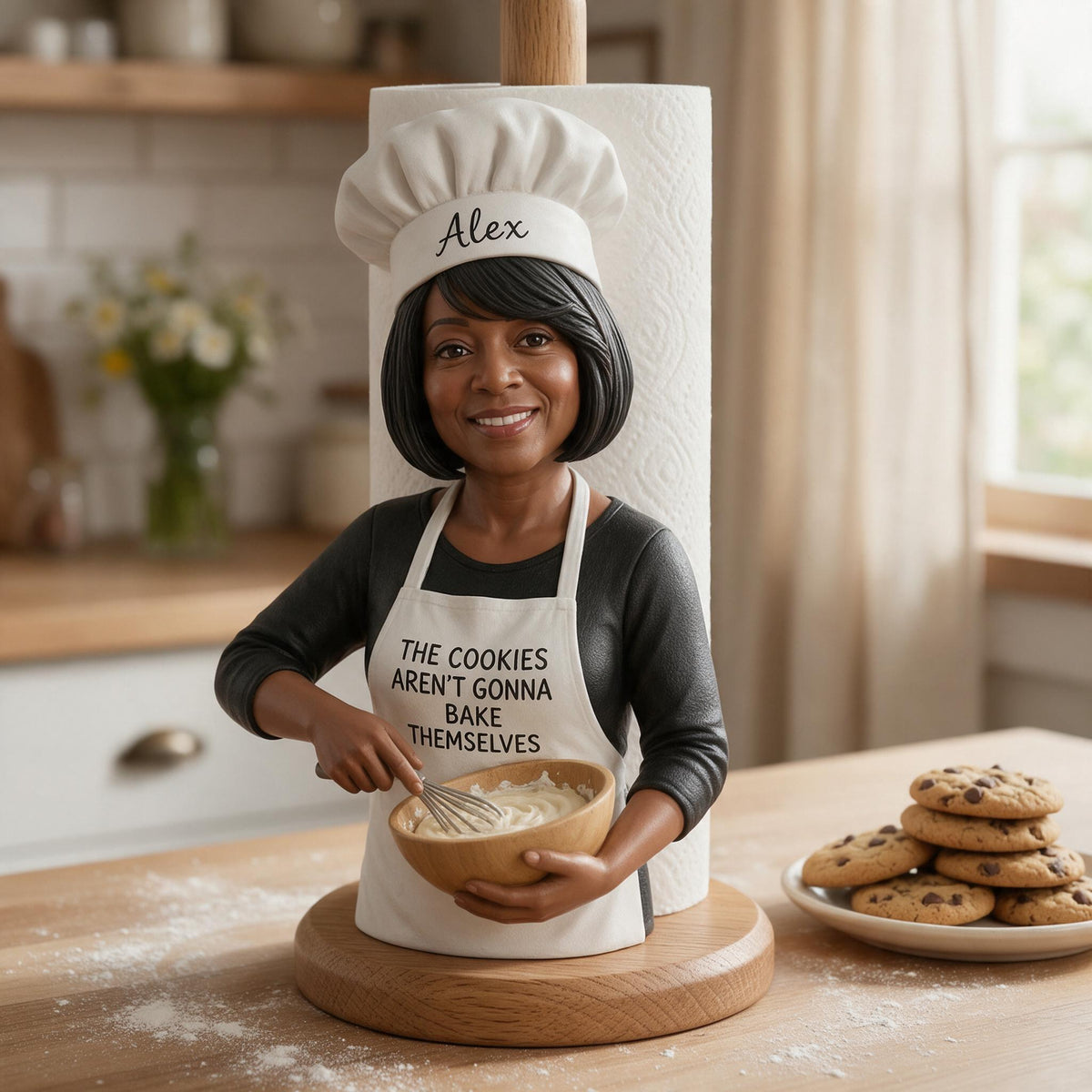 Custom Photo Older Black Woman Baker Paper Towel Stand Kitchen Decor Gift