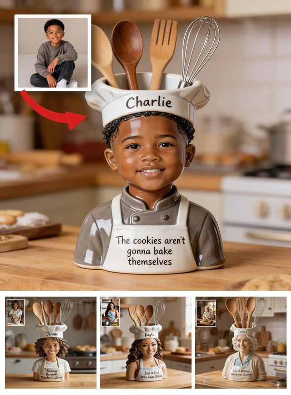 Personalized Little Black Boy Chef Acrylic Pot Baking Gift for Son Grandson