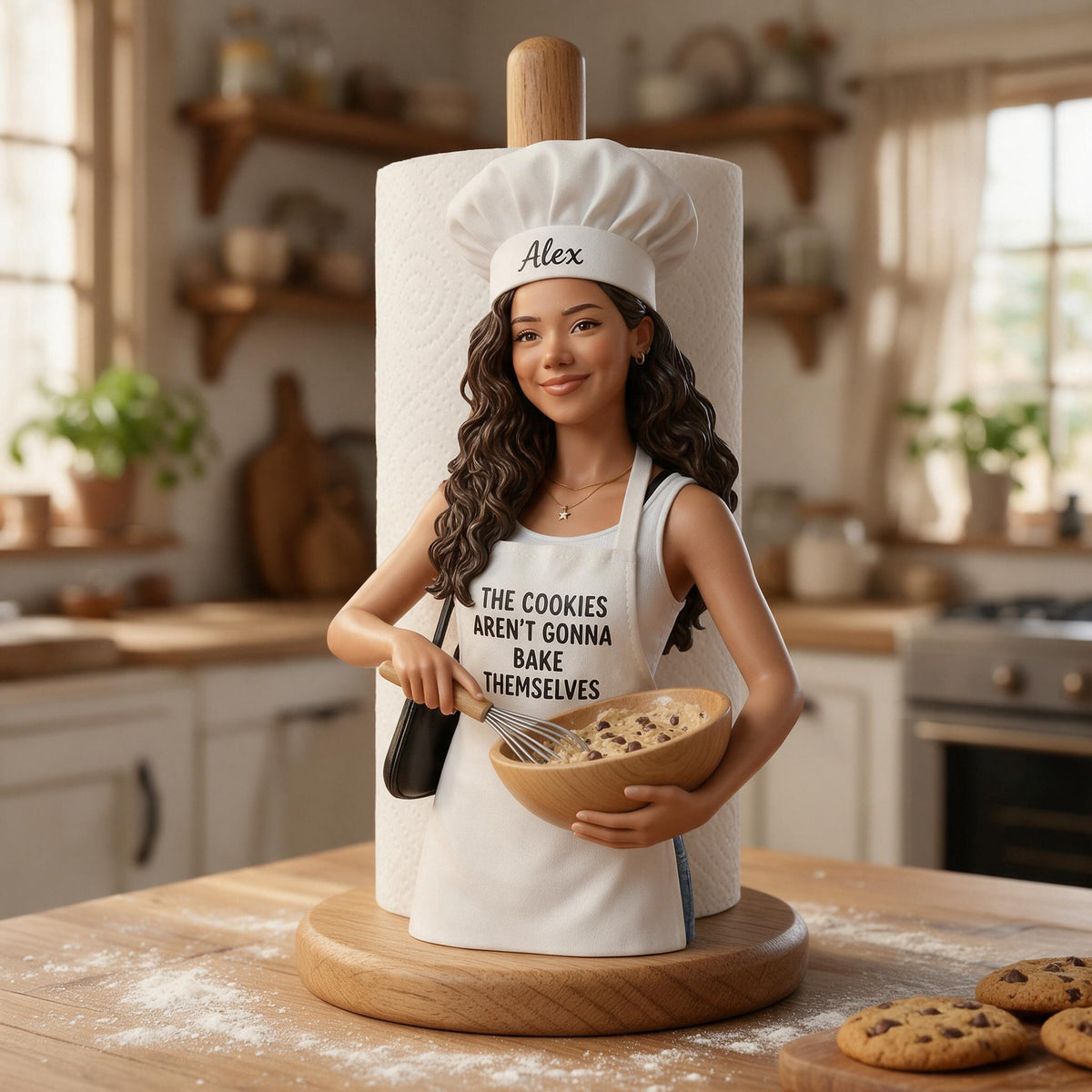 Custom Photo Latina Baking Chef Paper Towel Stand Kitchen Decor Baking Gift