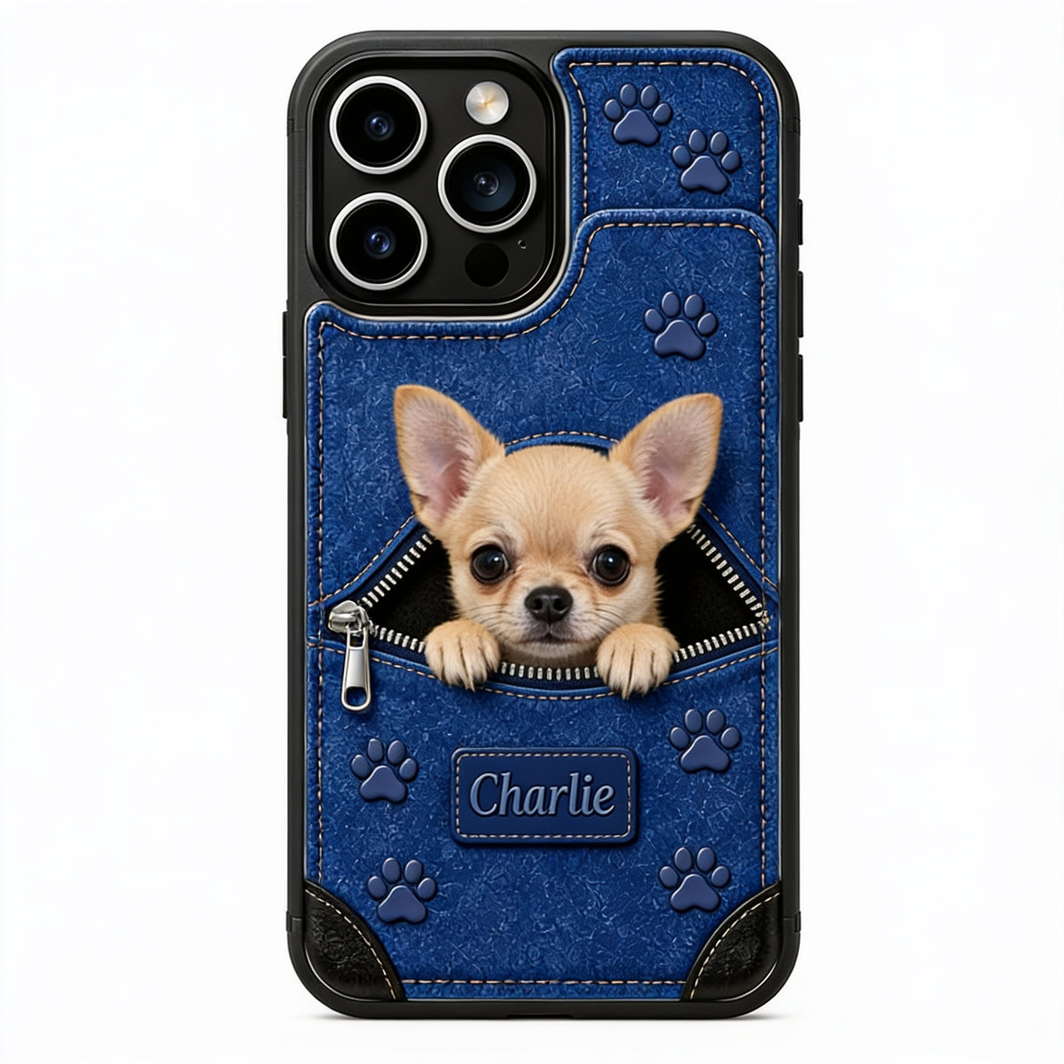 Personalized Peeking Fawn Chihuahua Wallet Phone Case Pet Lover Gift