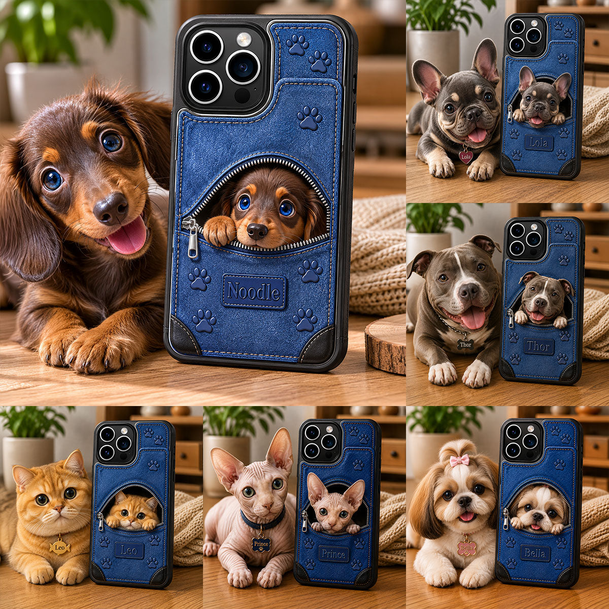 Personalized Peeking Fawn Pug Wallet Phone Case Dog Owner Gift