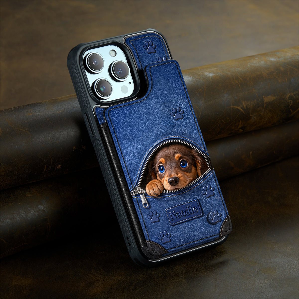 Personalized Peeking Fawn Chihuahua Wallet Phone Case Pet Lover Gift
