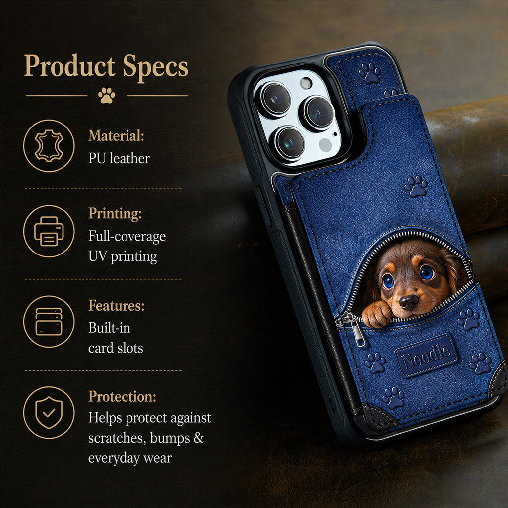 Personalized Peeking Golden Retriever Wallet Phone Case Pet Lover Gift