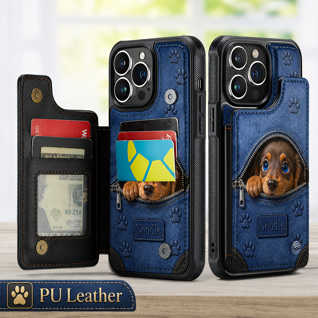 Personalized Peeking Fawn Pug Wallet Phone Case Dog Owner Gift