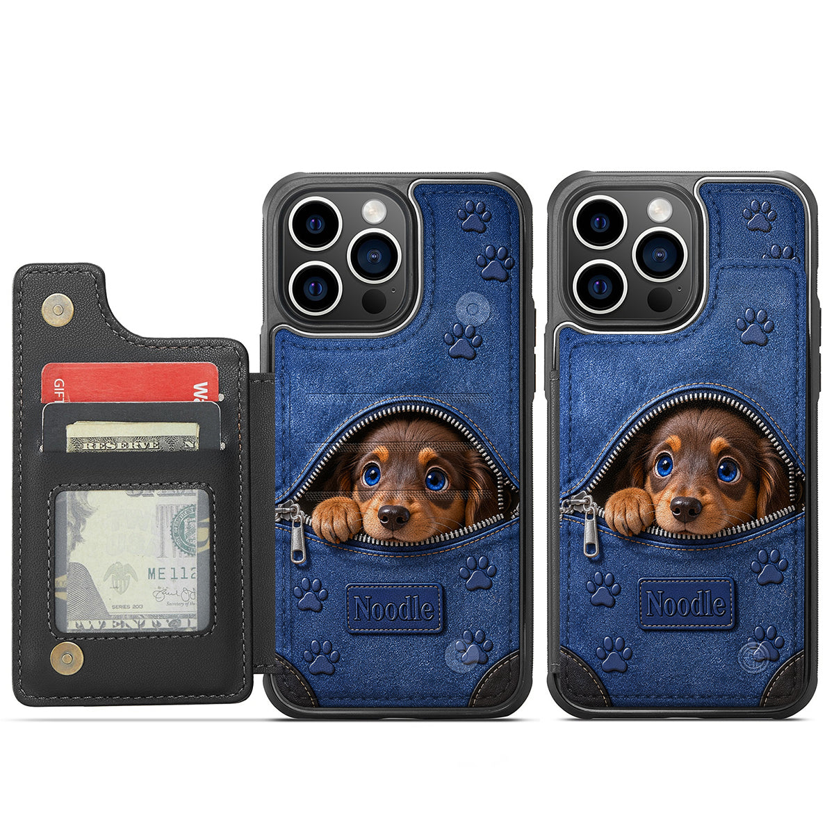 Personalized Peeking Fawn Chihuahua Wallet Phone Case Pet Lover Gift