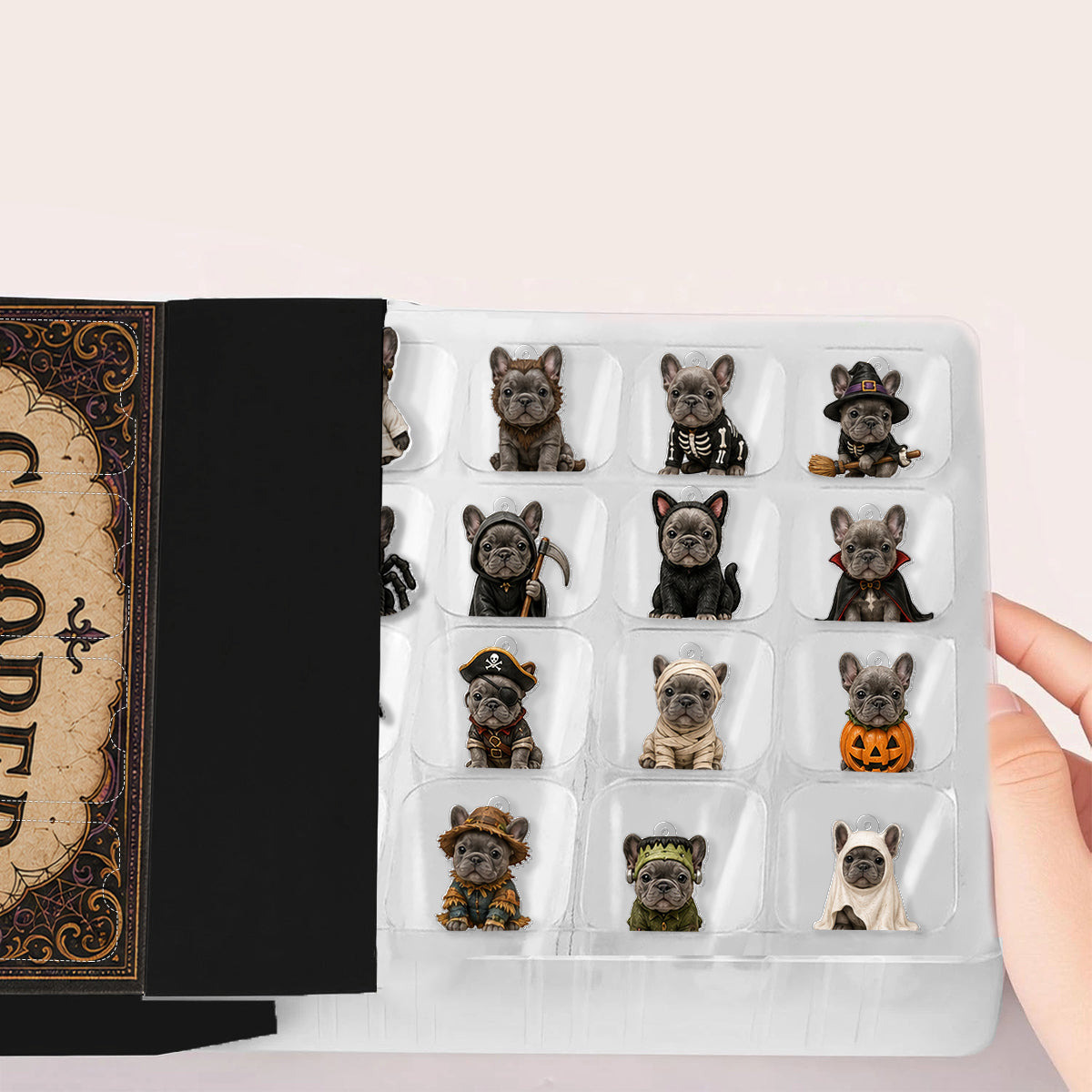 Personalized Halloween Fawn Pug Advent Calendar with Mini Ornaments, Dog Lover Gift