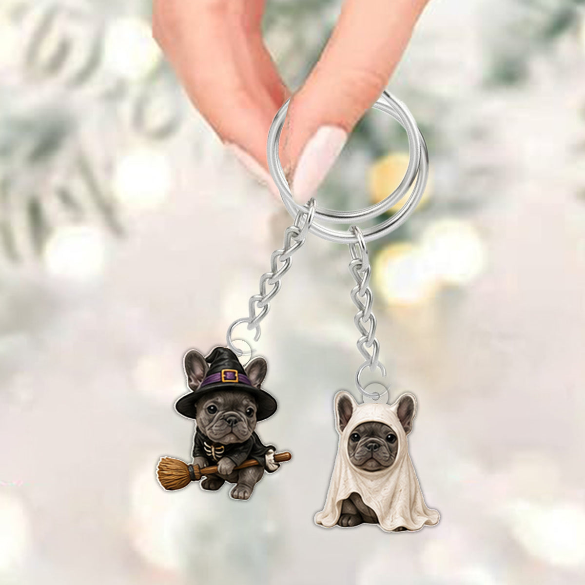 Personalized Halloween Black and White French Bulldog Advent Calendar with Ornaments