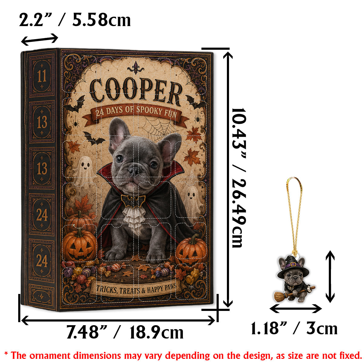 Personalized Halloween Black and Tan Dachshund Puppy Advent Calendar with Ornaments, Dog Lover Gift