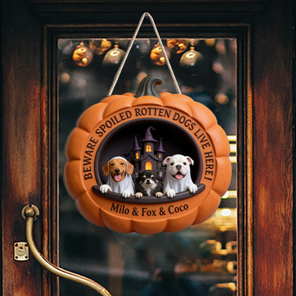 Personalized Halloween Tan & White Pembroke Welsh Corgi Pumpkin Shaped Wood Sign