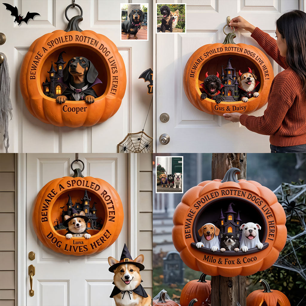 Personalized Halloween Tan & White Pembroke Welsh Corgi Pumpkin Shaped Wood Sign