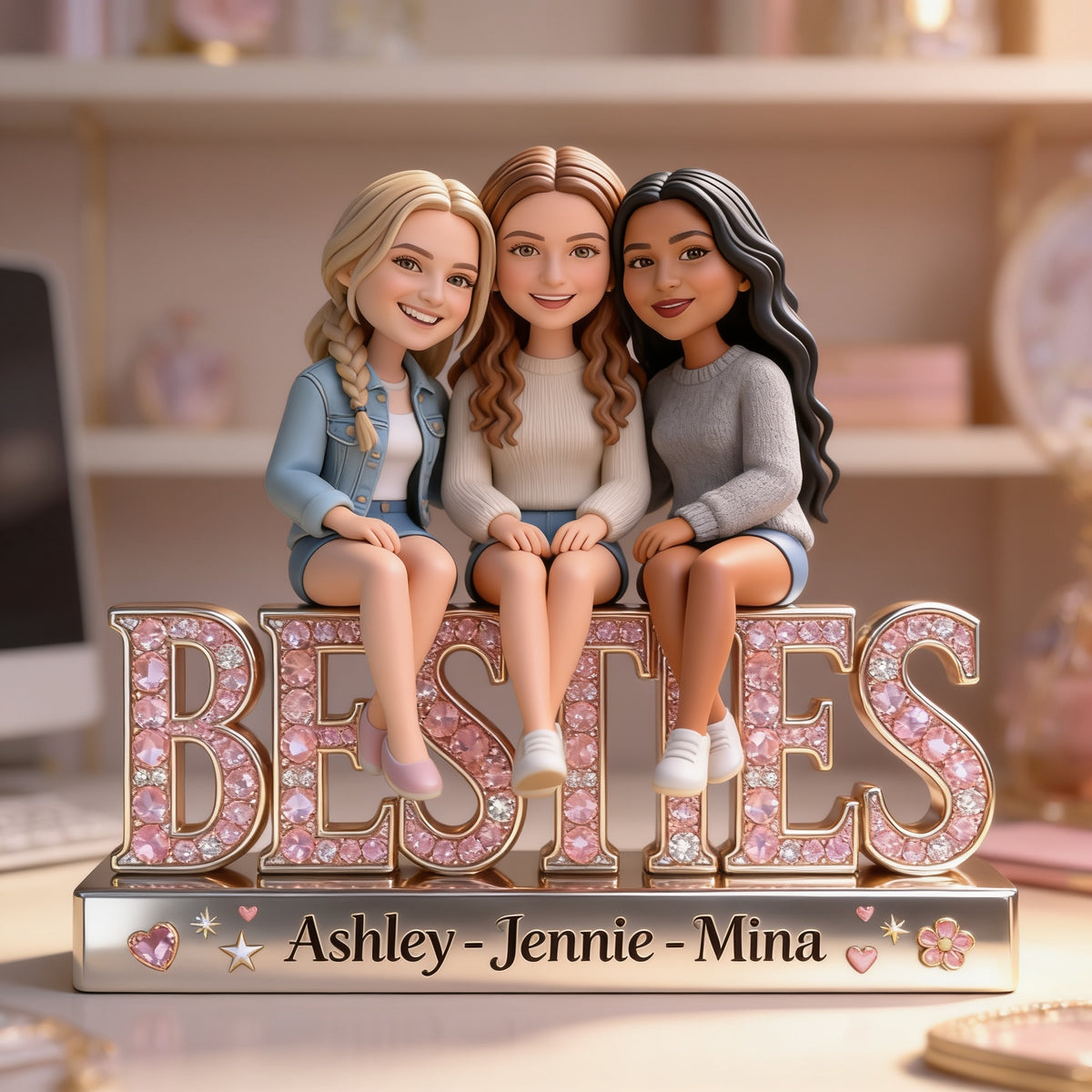 Personalized Female Besties Acrylic Plaque Best Friend Friendship Gift