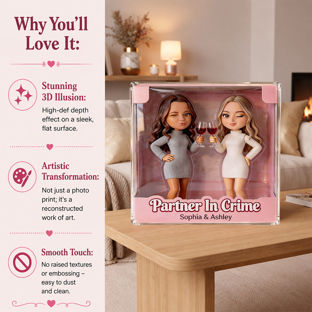 Custom Photo Besties Forever Female Best Friends Shaped Acrylic Plaque Bestie Gift