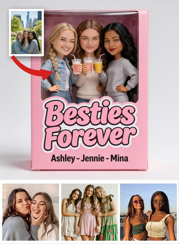 Custom Photo Besties Forever Female Best Friends Shaped Acrylic Plaque Bestie Gift