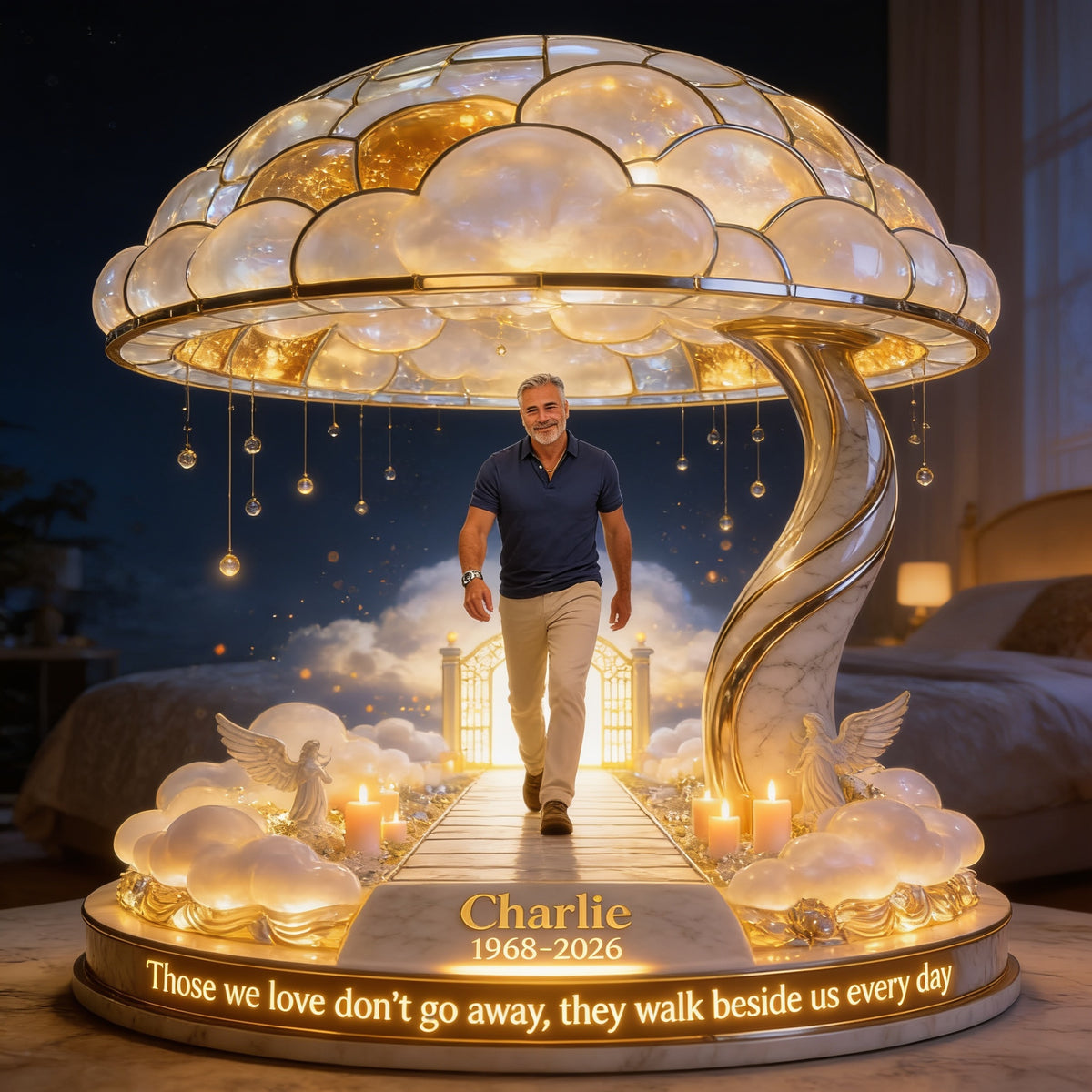 Personalized Latino Dad Grandpa Memorial Acrylic LED Night Light, Sympathy Keepsake Gift