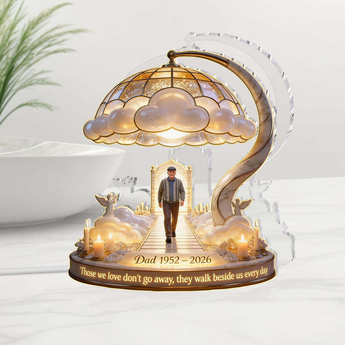 Personalized Memorial Older Woman Acrylic LED Night Light Sympathy Gift